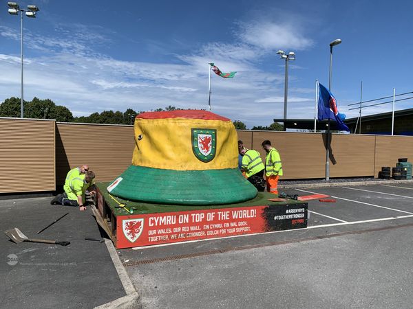 ‘Hats Off’ to Bangor City Stadium as giant Wales Bucket Hat relocated